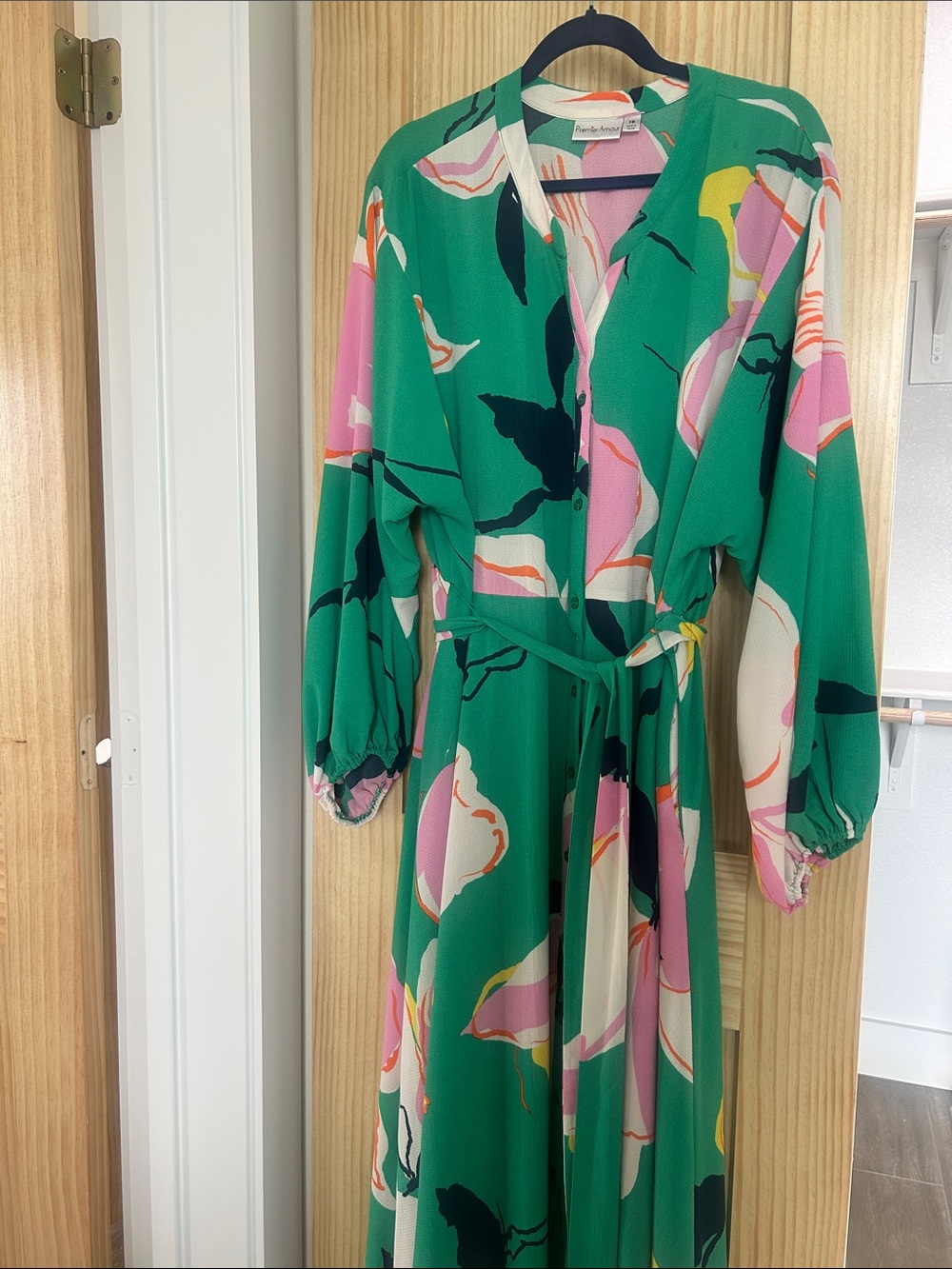 Amanda Uprichard Emerald Green Floral Belted Maxi Dress